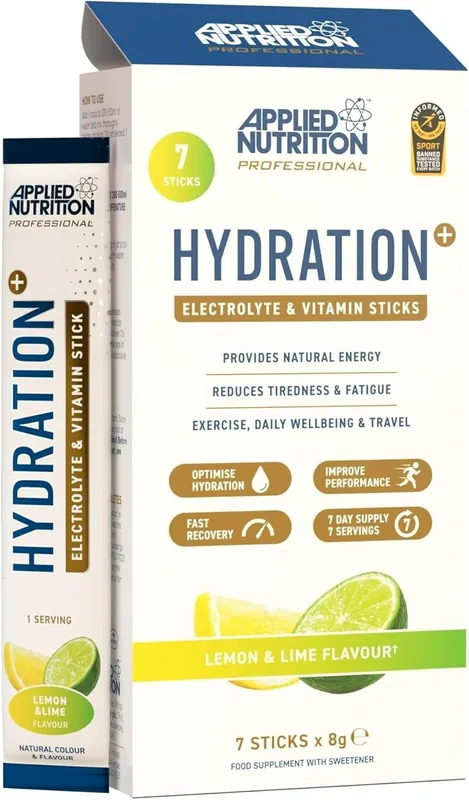 Hydration+ Electrolyte Vitamin Sticks Lemon Lime 7 Servings - Applied Nutrition