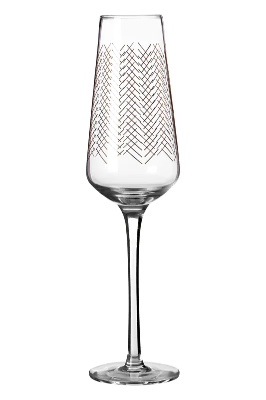 Set of 4 Champagne Flutes Glass, Bubble-Preserving Champagne Stemware With Gold Graphics, Hand Blown Glasses