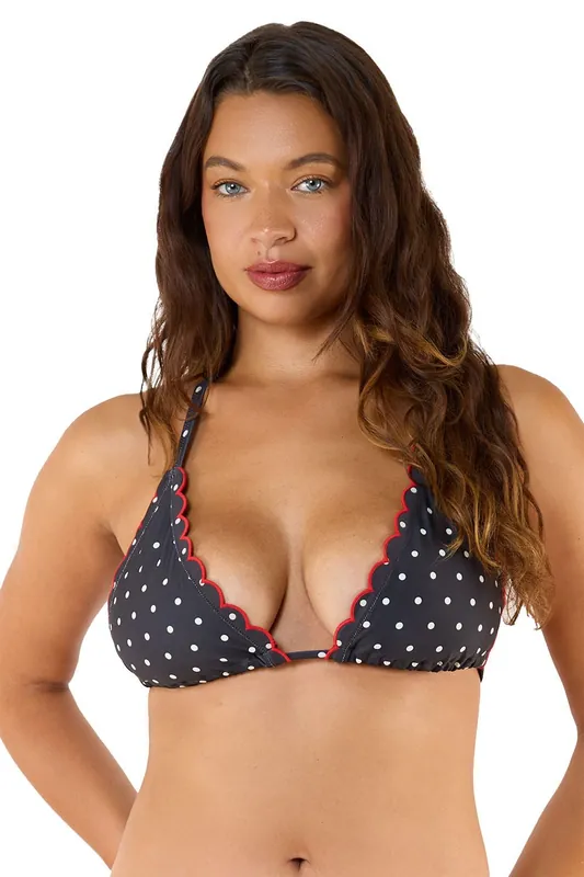 Dottie Polka Dot Scallop Triangle Top with 'Contrast Edge' - Peek & Beau
