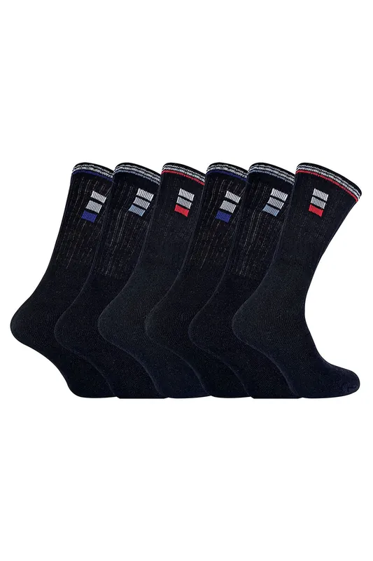 6 Pairs Retro Stripe Cotton Sports Socks in White & Black - Sock Snob