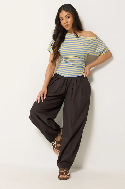 Petite Poplin Cotton Barrel Leg Trousers - PixieGirl