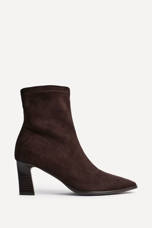 Blaze Brown Faux Suede Sock Ankle Boot - Linzi