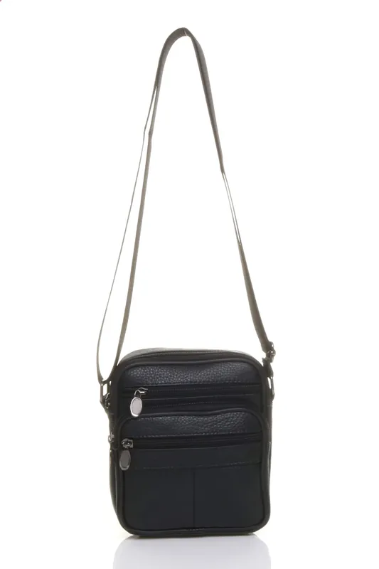 Small Leather Messenger Crossbody Shoulder Strap Day Bag - AJVANI