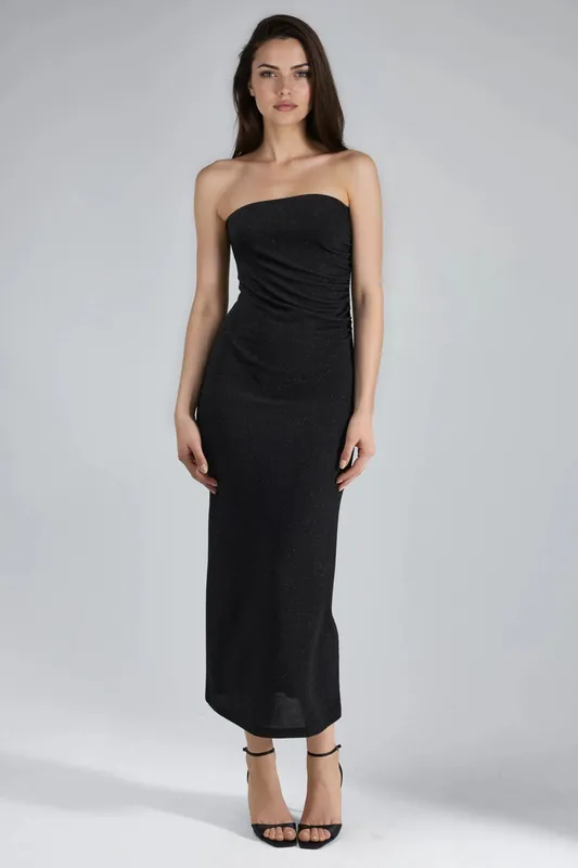 Shiny Slit Detailed Maxi Dress - Busem