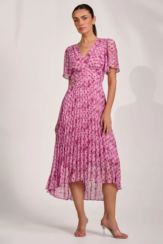 Printed Chiffon Glitter Maxi Dress - Jolie Moi