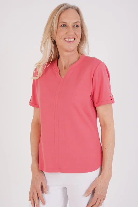 Pomegranate Notch Neck Top - Tigi