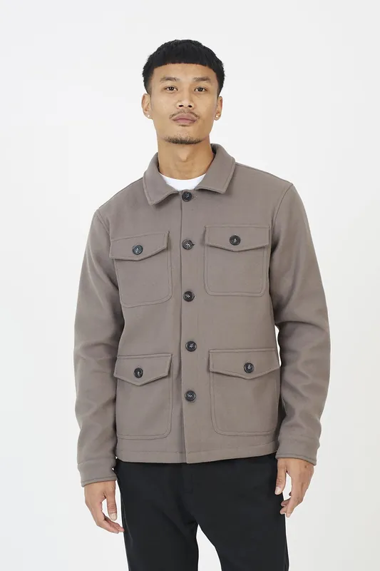 Faux Wool Four Pocket Shacket - Brave Soul