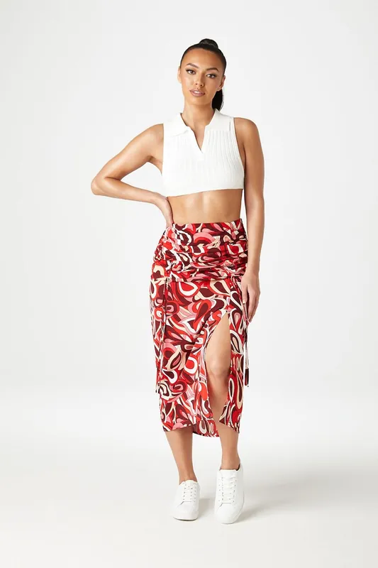 Cheyenne Ruched & Tie Midi Skirt - Urban Bliss