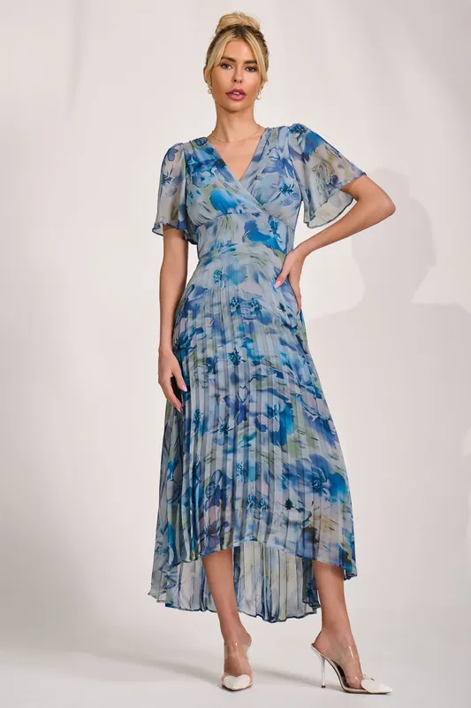 Chiffon Pleated Maxi Dress - Jolie Moi