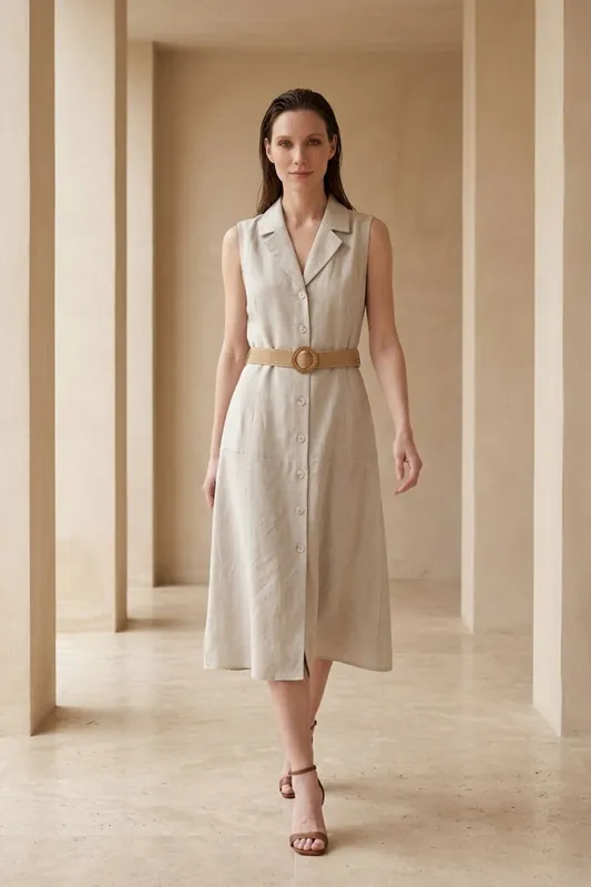 Sleeveless Midi Shirt Dress - MyFashion