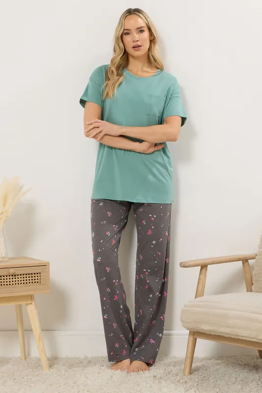 Tall Cherry & Bow Print Pyjama Set - Long Tall Sally