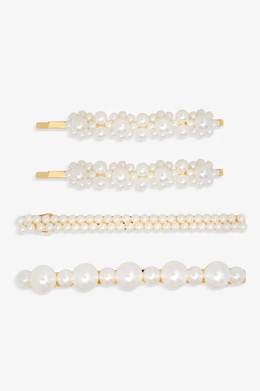 Gold Plated Mixed Pearl Slides - Multipack