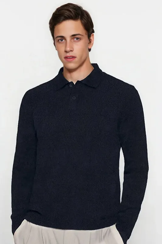 Men’s Polo Collar Knit Sweater - WOVCOR