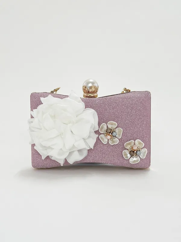 Square Clutch Bag with 3D Florals - SVNX