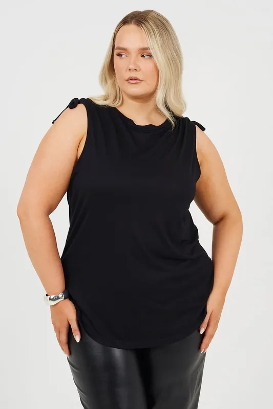 Curve Drawstring Shoulder Longline Vest - Brave Soul