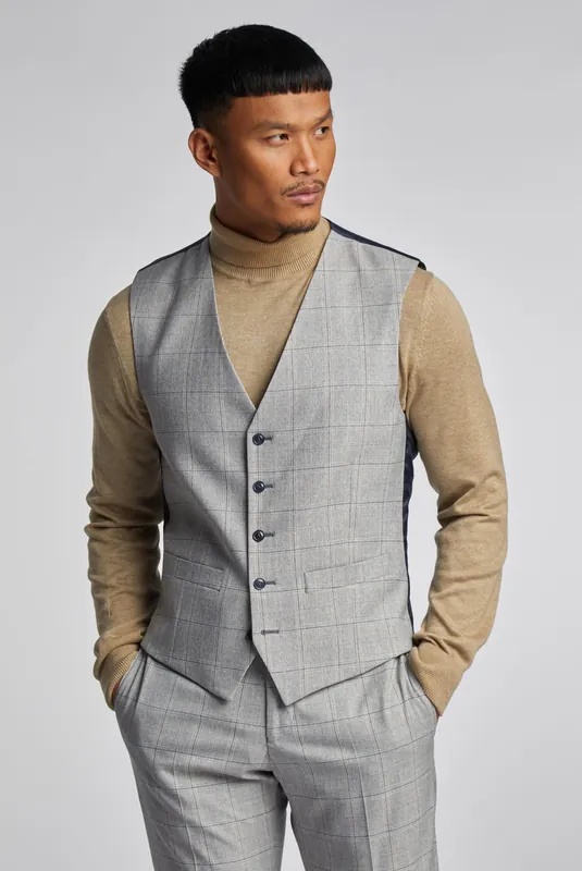 Putty Tonal Check Waistcoat - Antique Rogue