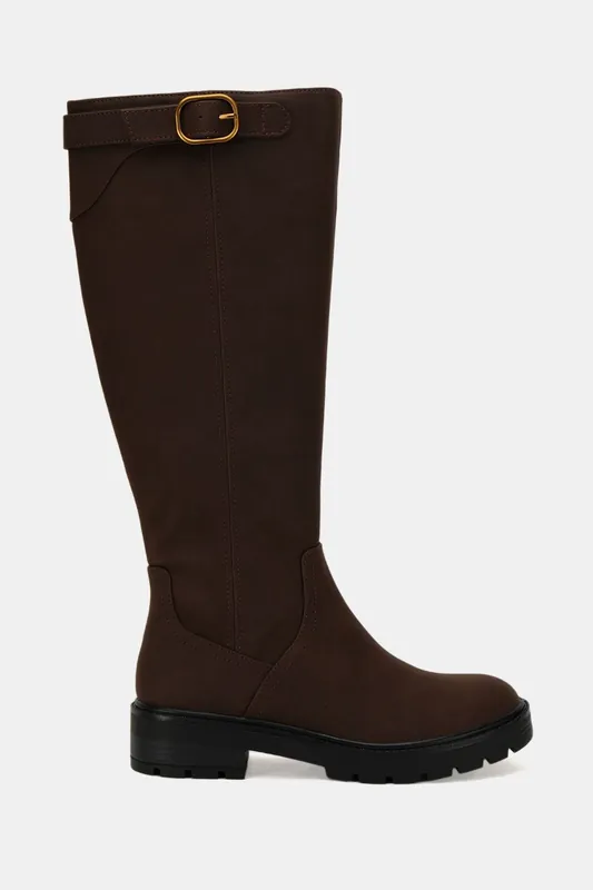 Giovanna' Flat Knee Buckle Boot - Novo