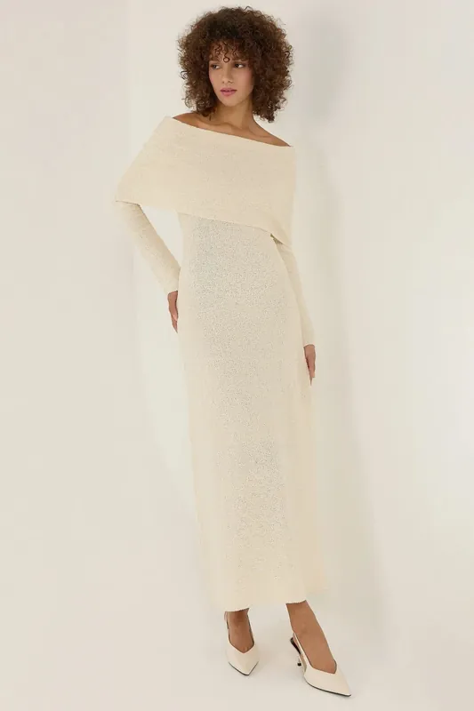 Off Shoulder Textured Maxi Dress - Hiccup