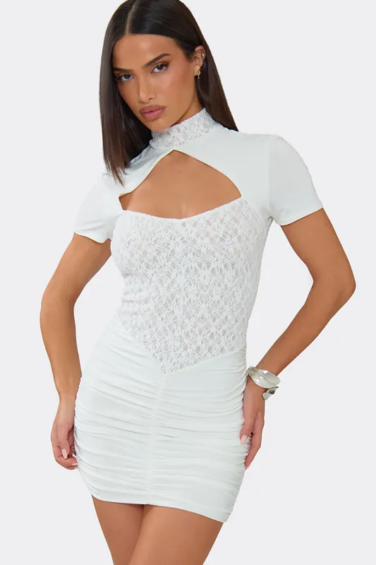Short Sleeve Cut Out Mini Dress - EGO