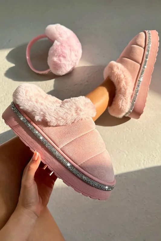 Crystal Trim Soft Touch Slippers - Love Lemonade