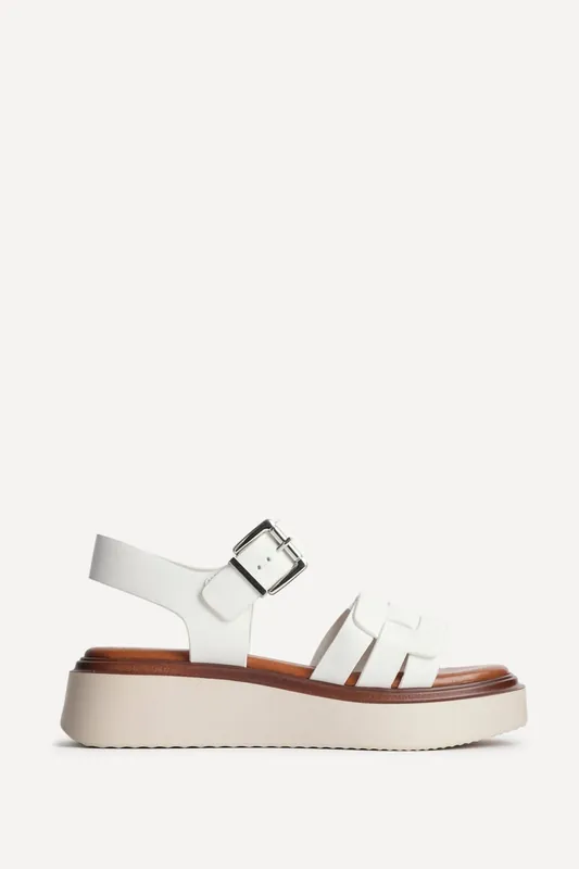 Zuri White Flatform Sandals - Linzi