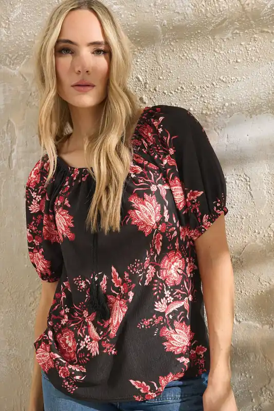 Tall Floral Tie Front Top - Long Tall Sally