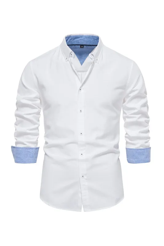 Casual Button-Down Shirt with Turn-Down Collar