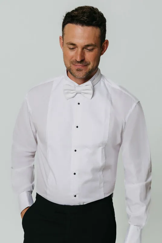 White Marcella Front Wing Collar Dress Shirt - Dobell