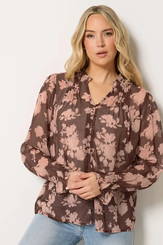 Tall Floral Sheer Pintuck Blouse - Long Tall Sally
