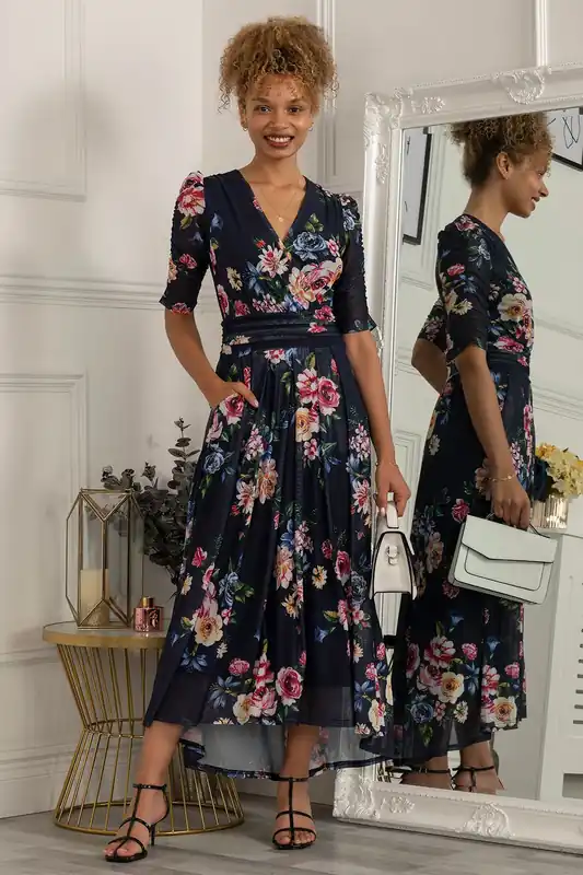 Haizley Floral Print Mesh Maxi Dress - Jolie Moi
