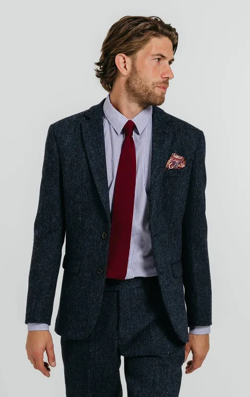 Blue Herringbone Harris Tweed Jacket - Dobell