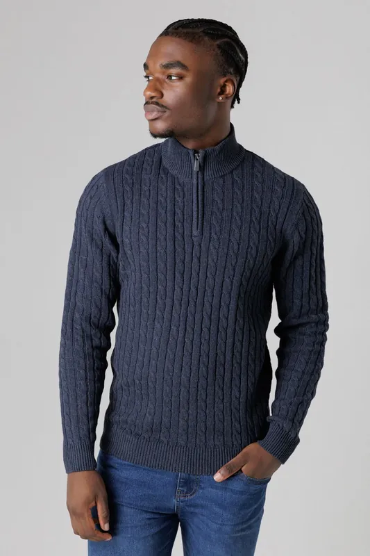 Quarter Zip Cotton Blend Jumper - Tokyo Laundry