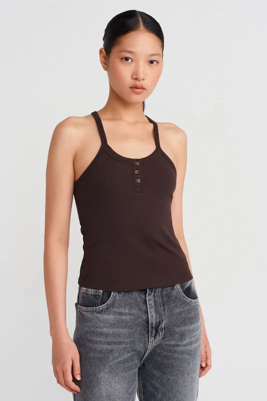 Slim Fit Ribbed Knit Cami Blouse - Dilvin