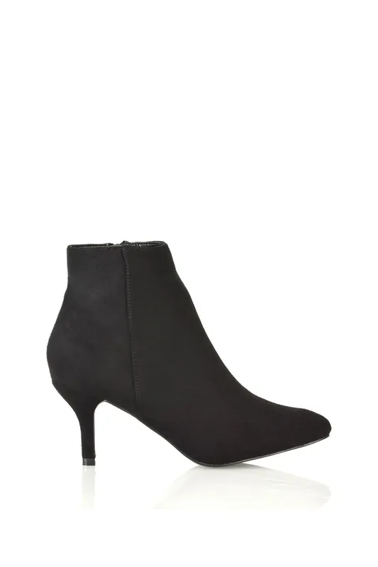Anastsia' Low Mid Kitten High Heel Stiletto Zip-Up Ankle Boots