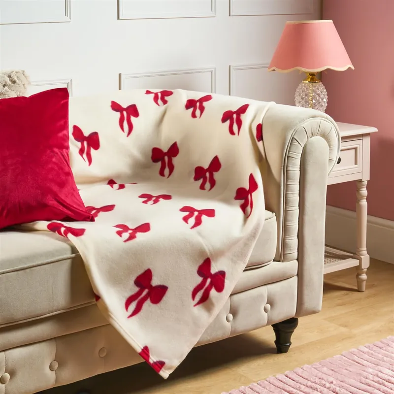 Bows Polar Fleece Soft Warm Throw Blanket - OHS