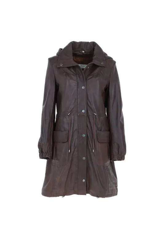 Brienne' Real Leather Duffle Coat - Ashwood Leather