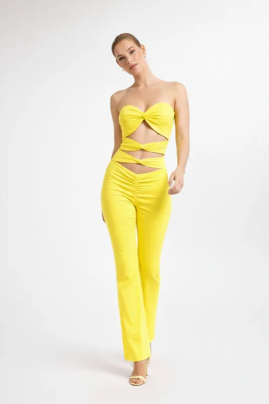 Cut-Out Knot Front Bodycon Jumpsuit