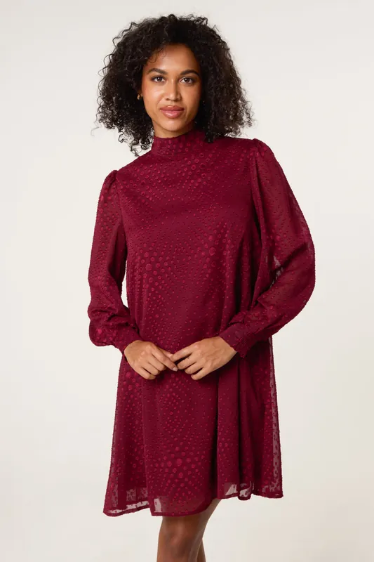 Red High Neck Shift Dress - Blue Vanilla