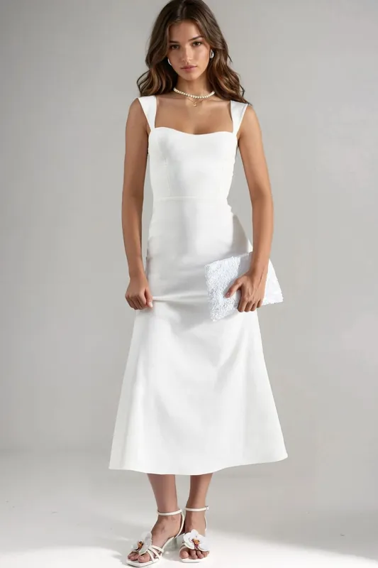 A-Line Midi Dress with Heart Collar