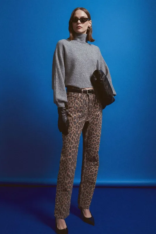 Women's High-waist Printed Straight-leg Jeans