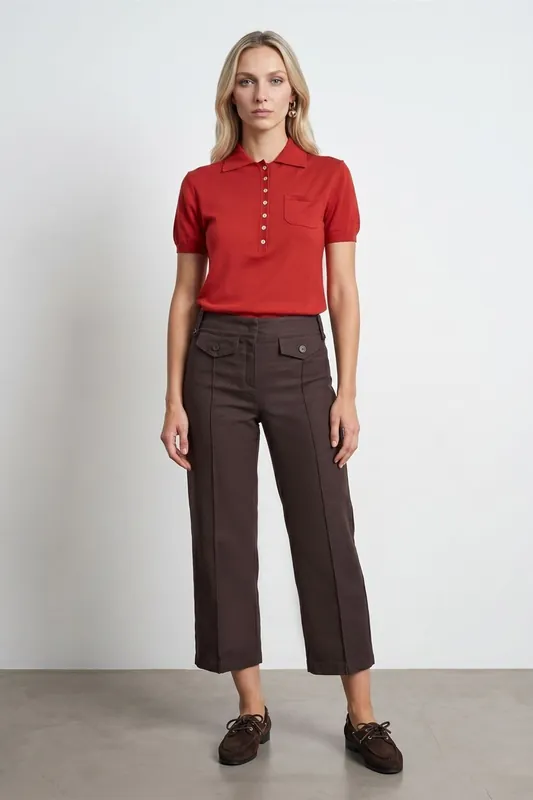High-Waist Cotton Poplin Capri Culottes
