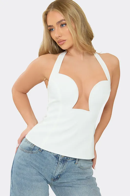Strappy Halter Neck Corset Top - EGO