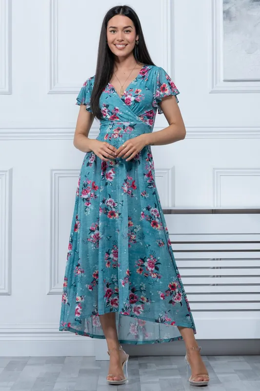 Eliza Dip Hem Mesh Maxi Dress - Jolie Moi