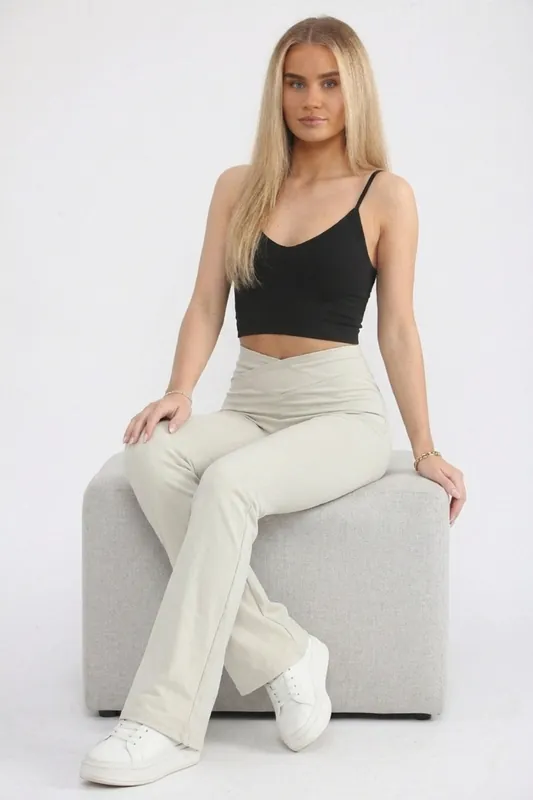 High Waisted Wide Band Flared Activewear Leggings - Femme Luxe