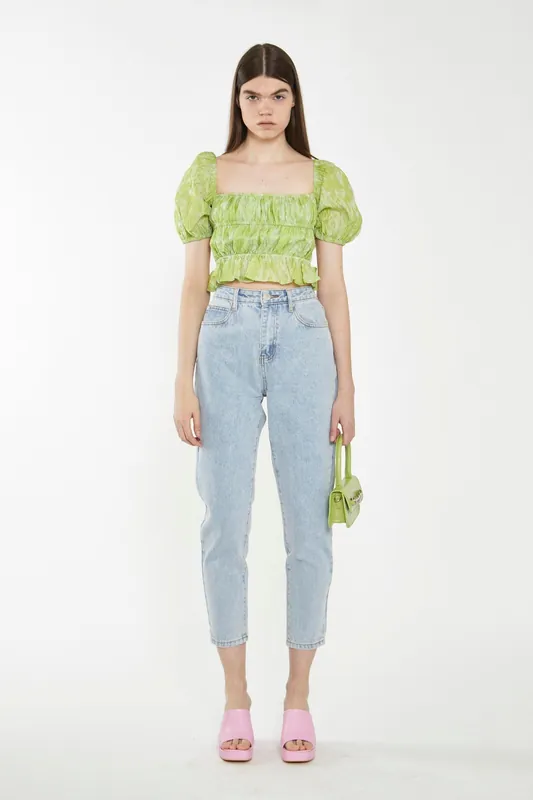 Gathered Tie Back Crop Top - Shnoo