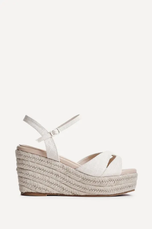 Sian Wide Fit Nude Canvas Wedges - Linzi