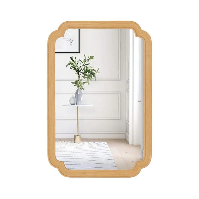 Rounded Corner Arch Wall Mirror 90x60 cm Farmhouse Decorative Mirror - Gymax