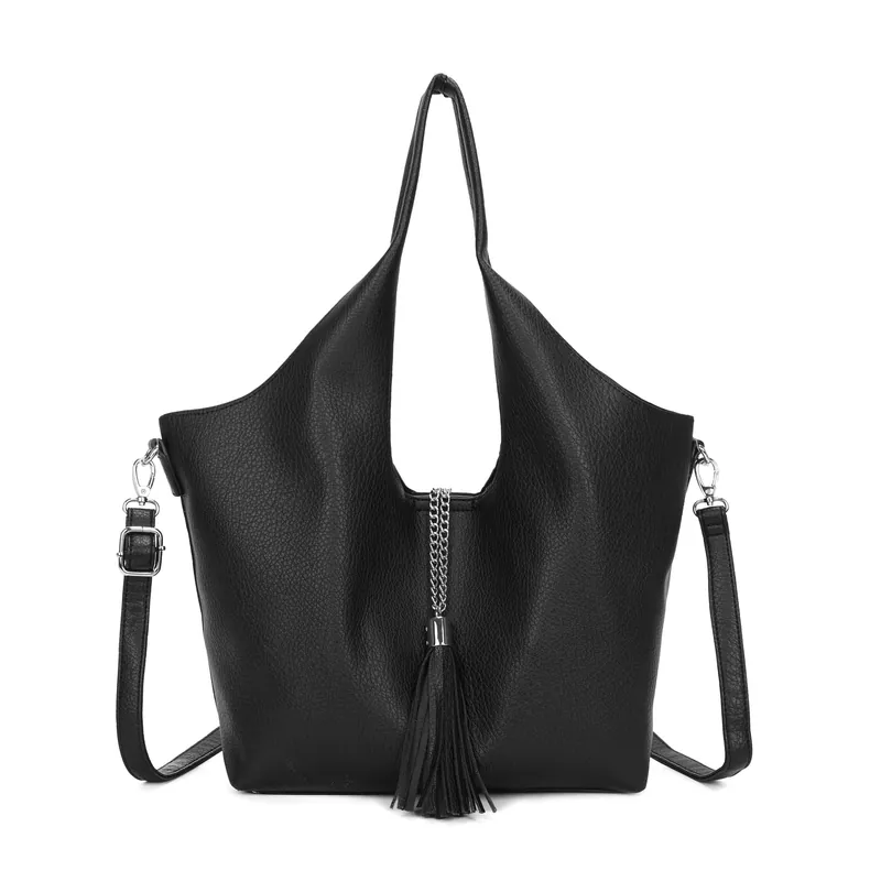 2In1 Tassel Slouchy Hobo Tote Bag With Organiser - Kitise