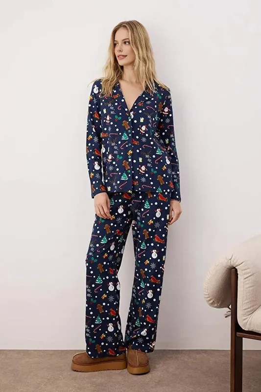 Christmas Print 2-Piece Cotton Pyjama Set