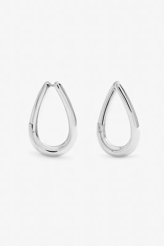 Silver Plated Twist Hoop Earrings - Jon Richard